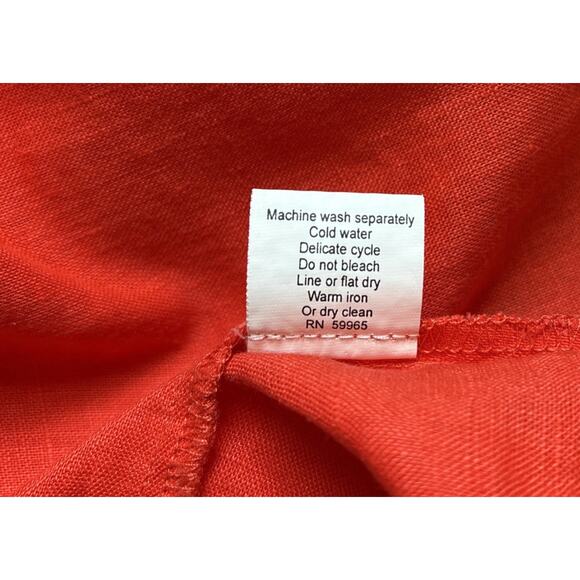 Hiho Tortola BVI Rachel Dress Women’s Small 100% Linen Orange Embroidered Beach - Picture 8 of 8